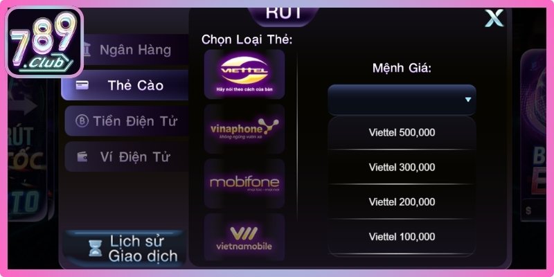 Rút Tiền 789club 2 Rút tiền 789club bằng thẻ cào nhanh và tiện lợi